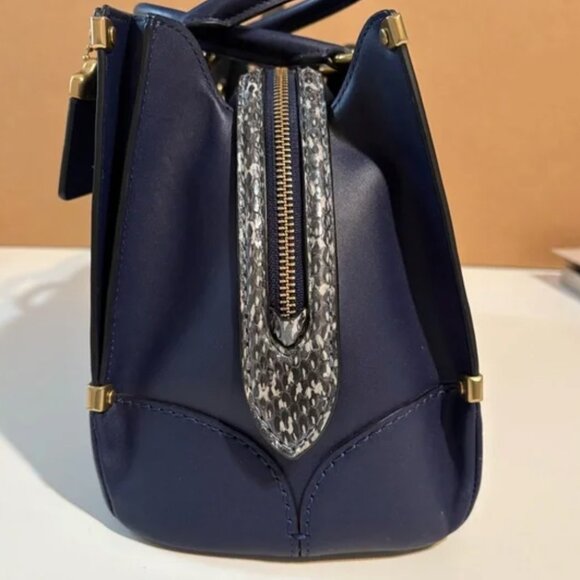 Coach Mason Carryall in Cadet Blue • Snakeskin Trim • Structured Tote • No Strap - Picture 8 of 15